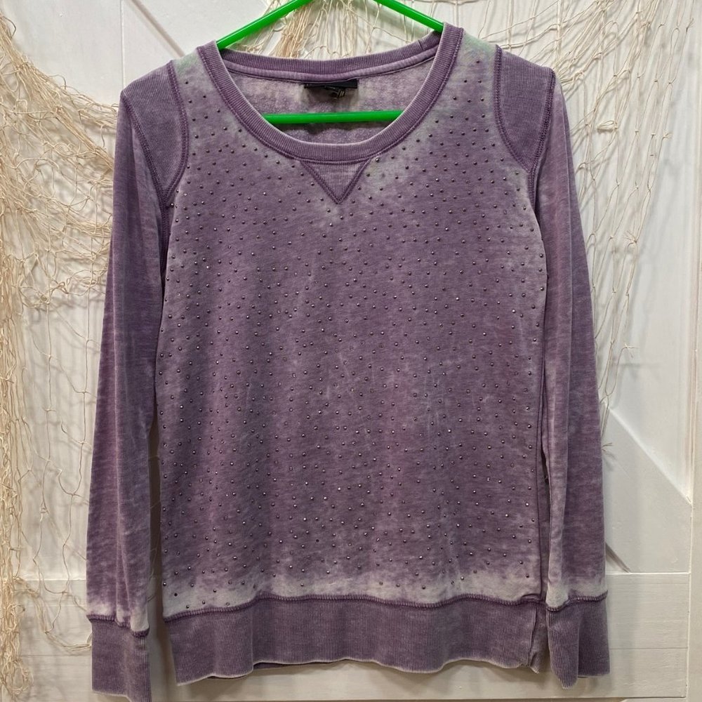 Purple Bling Distressed Sweatshirt
